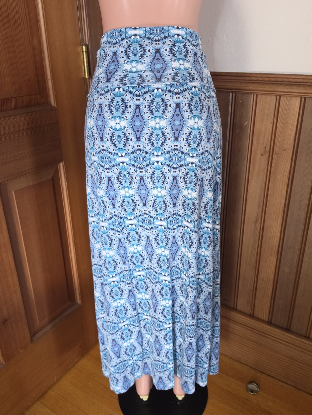 Cynthia Rowley Blue Patterned Maxi Skirt Large - Picture 3 of 6
